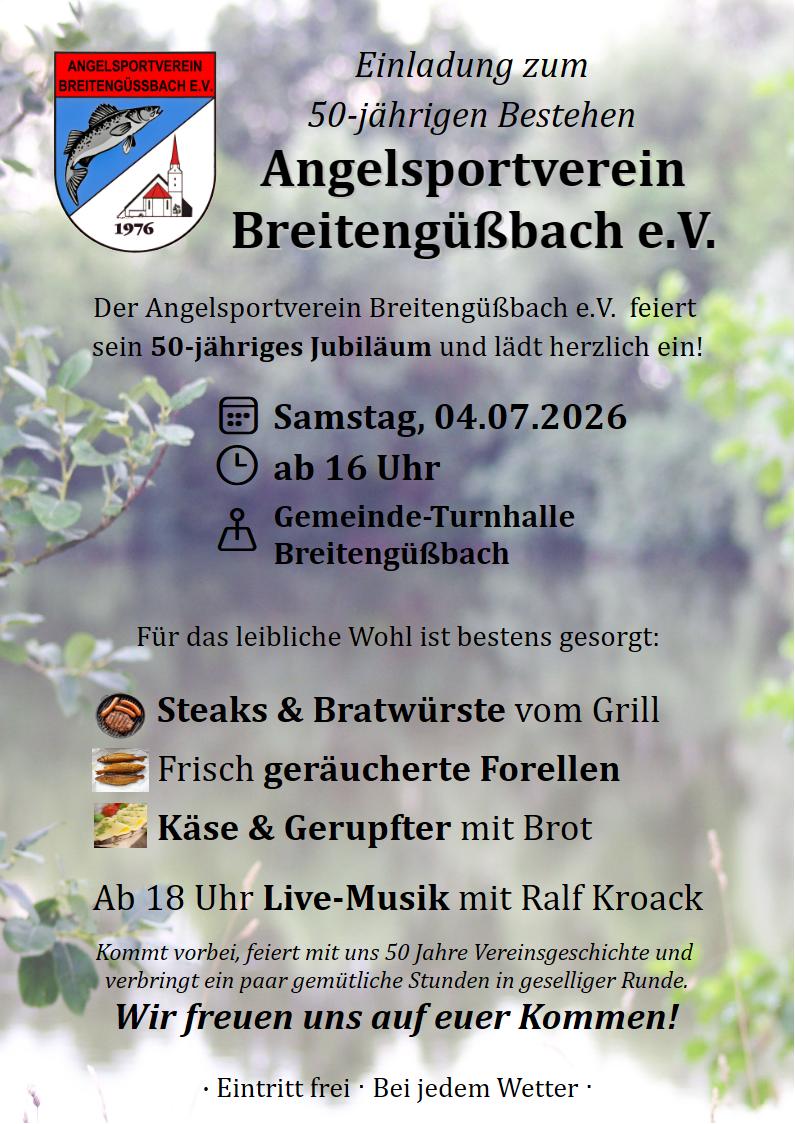 Einladung Vereinsjubiläum 50 Jahre ASV Breitengüßbach